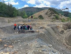 A transdisciplinary group of researchers exploring the Rammelsberg mine excavation site in Goslar, Harz, in the framework of the MINESCAPES summer school in June 2024, co-organized by Tina Asmussen, Deutsches Bergbaumuseum Bochum, and Pamela Smith, Making and Knowing Project, Columbia University